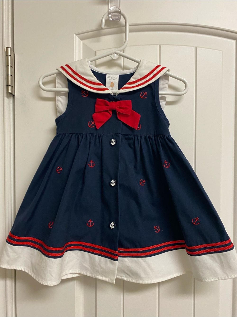 🇺🇸Nautical Navy & Red Sailor Dress 18M